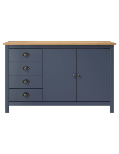 Credenza Hill Grigia 130x40x80 cm in Legno Massello di Pino