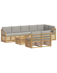 Set di divani da esterno 9 pcs Bianco e Grigio Chiaro 2