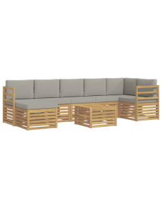 Set di divani da esterno 8 pcs Bianco e Grigio Chiaro 2