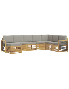 Set di divani da esterno 8 pcs Bianco e Grigio Chiaro 2