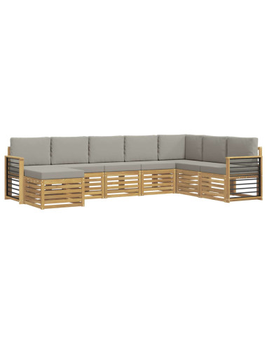 Set di divani da esterno 8 pcs Bianco e Grigio Chiaro