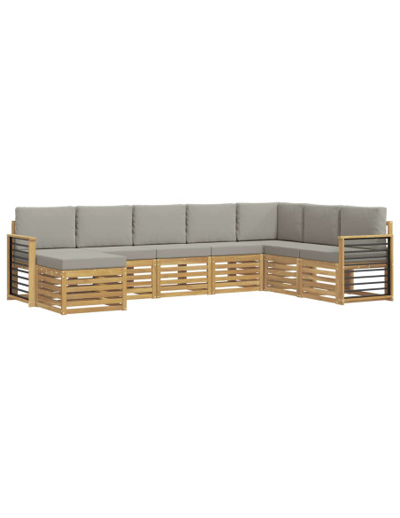 Set di divani da esterno 8 pcs Bianco e Grigio Chiaro