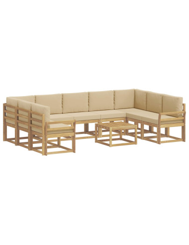 Set di divani da esterno 10 pcs Bianco e Beige 59 x 59 x 37 cm