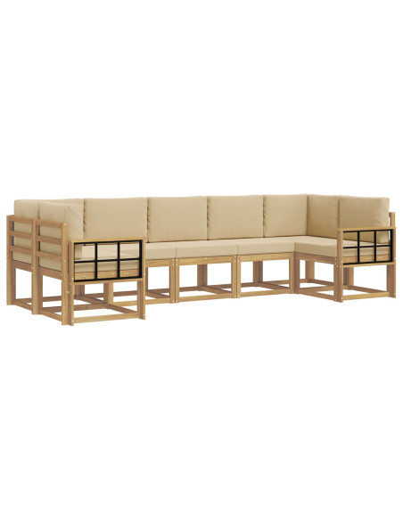 Set di divani da esterno con cuscino 7 pcs Bianco e Beige