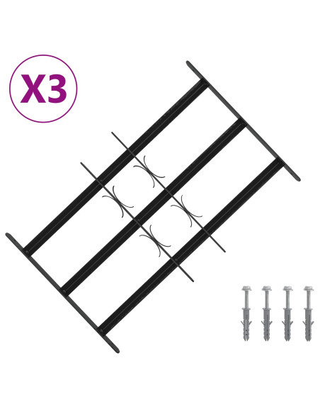 Griglia di Sicurezza per Finestra con 3 Traversine 3 pcs