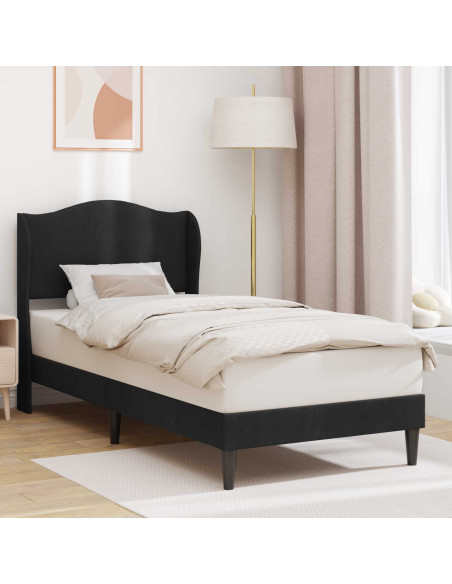 Struttura del letto con testiera Nero 90 x 200 cm Velluto