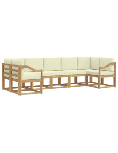 Set di divani da esterno con cuscino 7 pcs Bianco e Crema 2