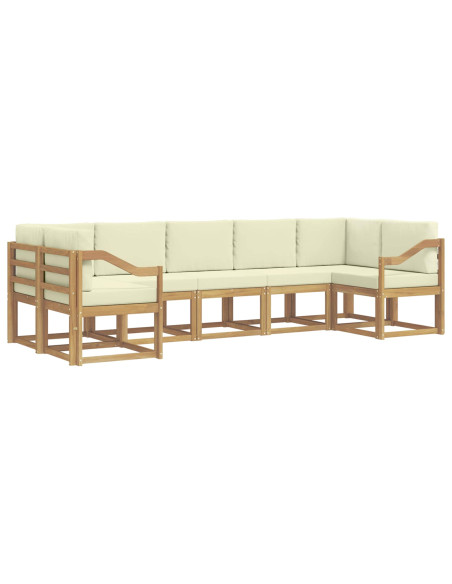 Set di divani da esterno con cuscino 7 pcs Bianco e Crema