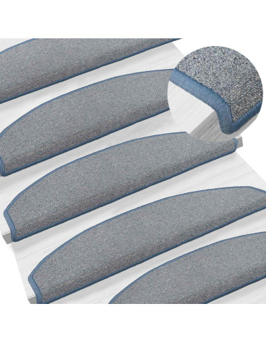 Tappetini per scale autoadesivi 15 pcs Grigio chiaro e blu