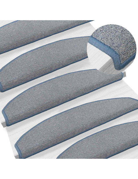 Tappetini per scale autoadesivi 15 pcs Grigio chiaro e blu