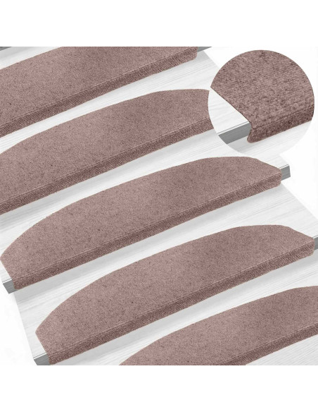 Tappetini per scale autoadesivi 15 pcs Beige 80 x 24,5 x 3,5 cm