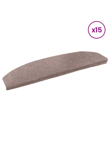 Tappetini per scale autoadesivi 15 pcs Beige 80 x 24,5 x 3,5 cm