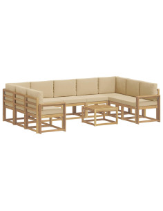 Set di divani da esterno 10 pcs Bianco e Beige 59 x 59 x 37 cm 2