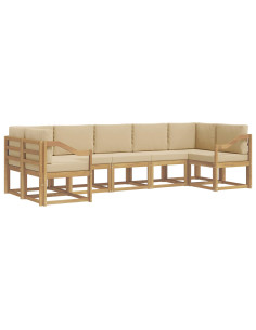 Set di divani da esterno con cuscino 7 pcs Bianco e Beige 2