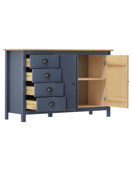 Credenza Hill Grigia 130x40x80 cm in Legno Massello di Pino
