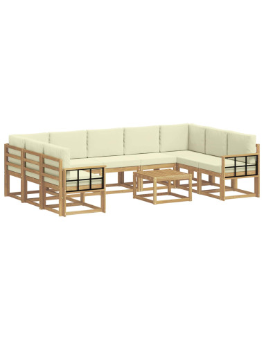 Set di divani da esterno 10 pcs Bianco e Crema 59 x 59 x 37 cm