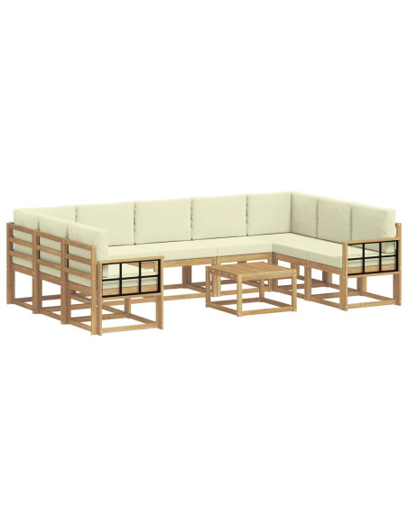Set di divani da esterno 10 pcs Bianco e Crema 59 x 59 x 37 cm