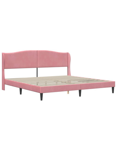 Struttura del letto con testiera Rosa 200 x 200 cm Velluto