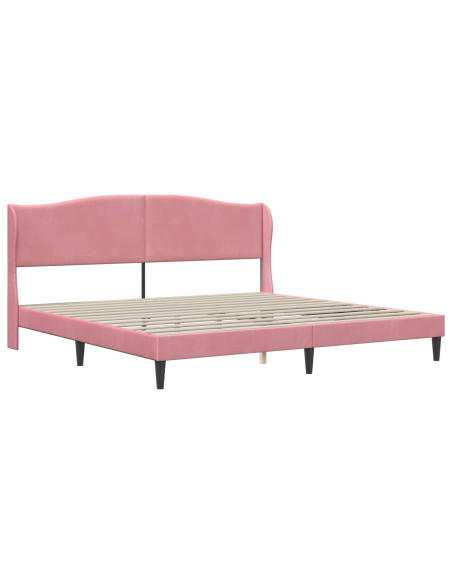 Struttura del letto con testiera Rosa 200 x 200 cm Velluto