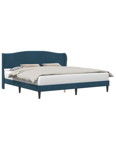 Struttura del letto con testiera Blu 200 x 200 cm Velluto