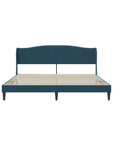 Struttura del letto con testiera Blu 200 x 200 cm Velluto