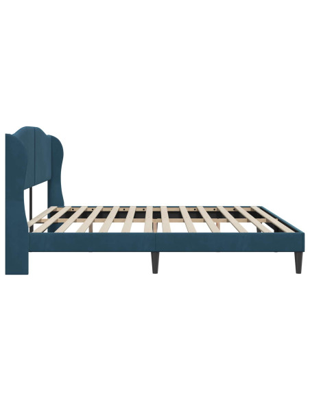 Struttura del letto con testiera Blu 200 x 200 cm Velluto