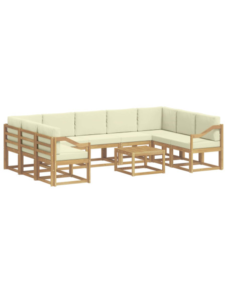 Set di divani da esterno 10 pcs Bianco e Crema 59 x 59 x 37 cm
