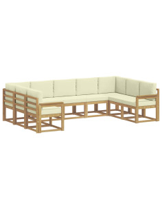 Set di divani da esterno con cuscino 9 pcs Bianco e Crema 2