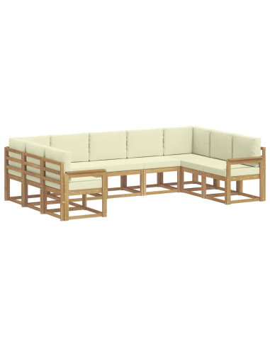 Set di divani da esterno con cuscino 9 pcs Bianco e Crema