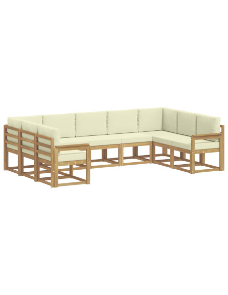 Set di divani da esterno con cuscino 9 pcs Bianco e Crema