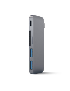HUB DOCK TYPE C MULTIPORT SPACEGRAY 2USB-SD-MICROSD-USBC MB12/13 SATECH