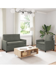 Set di divani 2 pcs Grigio Chiaro Tessuto
