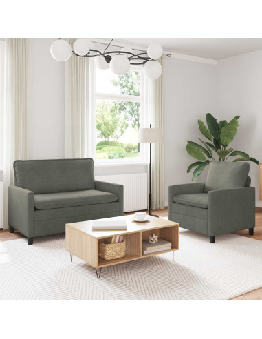 Set di divani 2 pcs Grigio Chiaro Tessuto