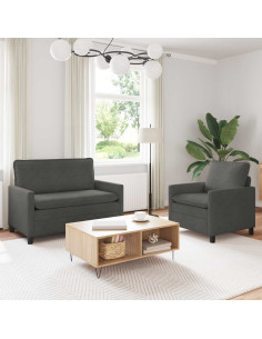 Set di divani 2 pcs Grigio Scuro Tessuto