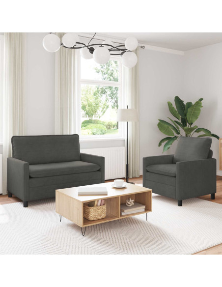 Set di divani 2 pcs Grigio Scuro Tessuto