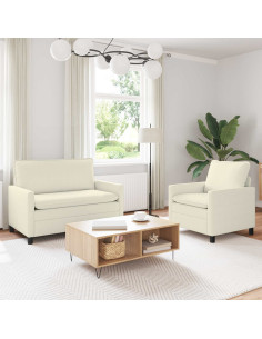 Set di divani 2 pcs Crema Tessuto