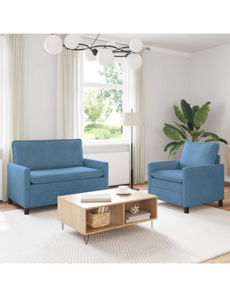 Set di divani 2 pcs Blu Tessuto