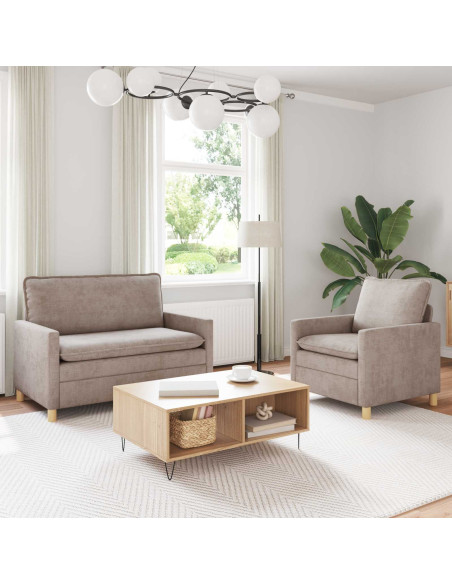 Set di divani 2 pcs Beige Poliestere