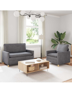 Set di divani 2 pcs Grigio Chiaro Poliestere