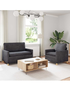 Set di divani 2 pcs Grigio Scuro Poliestere