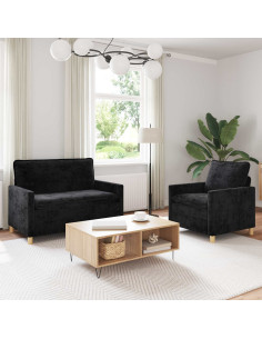 Set di divani 2 pcs Nero Poliestere