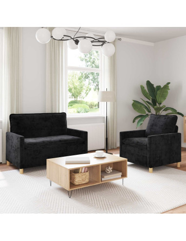 Set di divani 2 pcs Nero Poliestere