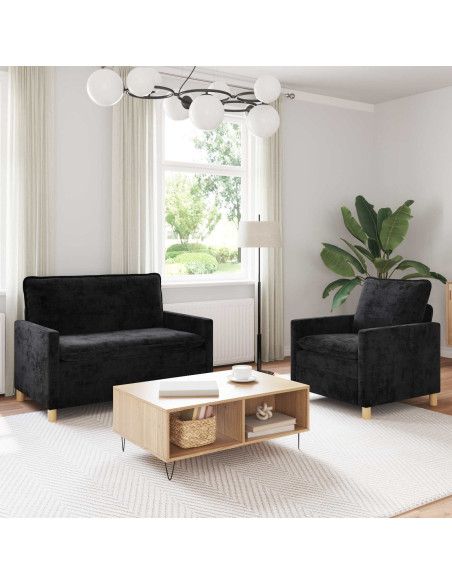 Set di divani 2 pcs Nero Poliestere