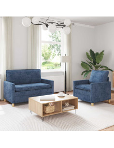Set di divani 2 pcs Blu Poliestere
