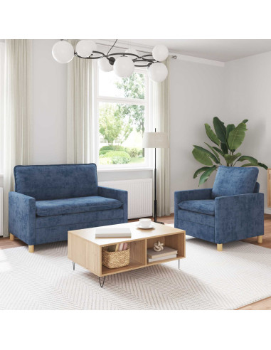 Set di divani 2 pcs Blu Poliestere