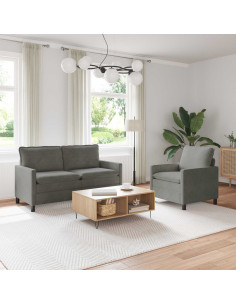 Set di divani 2 pcs Grigio Chiaro Tessuto