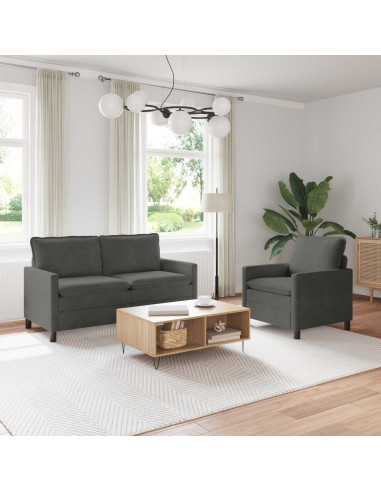 Set di divani 2 pcs Grigio Scuro Tessuto