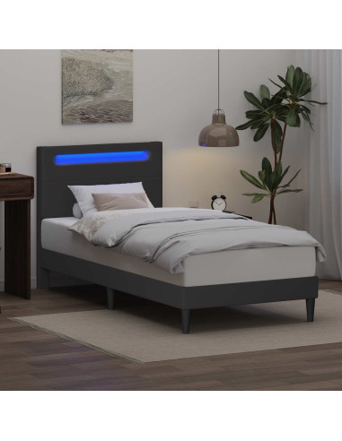 Struttura del letto con testiera Grigio 90 x 200 cm Similpelle