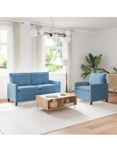 Set di divani 2 pcs Blu Tessuto