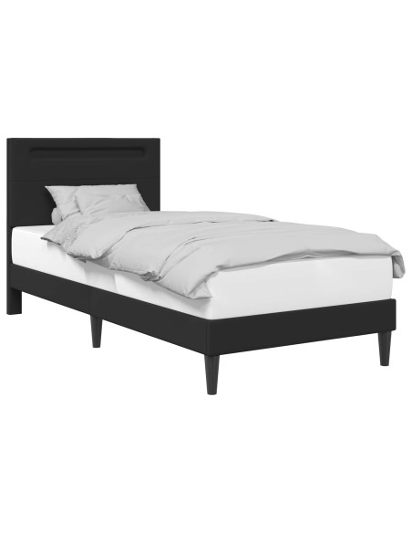 Struttura del letto con strisce LED Nero 90 x 200 cm Similpelle